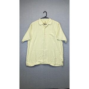 Tommy Bahama Shirt Mens Large Yellow 100% Silk Camp Button Front Original‎ Fit